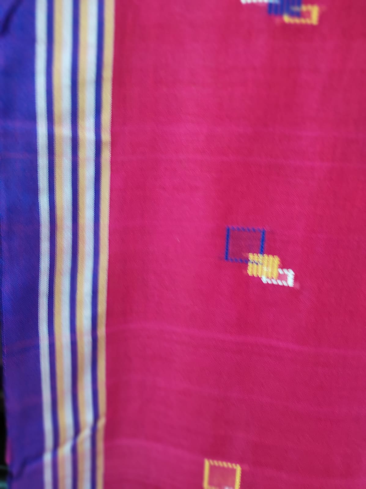 Deep Fuchsia Pink Handloom Cotton Jamdani Saree with Square Buttas