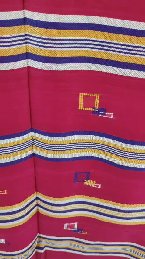 Deep Fuchsia Pink Handloom Cotton Jamdani Saree with Square Buttas